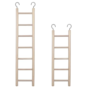 lwingflyer 2pcs Wooden Ladder for Bird Parrot Ladder Climbing Toy Birdie Basics (5 Step & 7 Step)