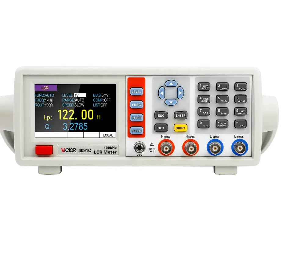 YuqiaoTime Victor 4091C benchtop LCR Meter Digital 10-100kHz Frequency Inductance 9999H Capacitance 99999uF Resistance 99.99Mohm USB RS232(Victor 4091C)