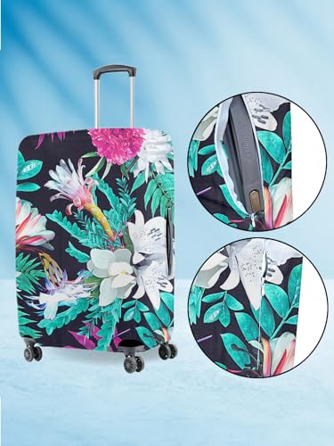 Image of Cortina Tropical Print Travel Suitcase Eco-Friendly Cover | Small | Fits 18-22 Inch Luggage | Polyester-Spandex | 55cm (20 inches) | Luggage Protectors | Anti Scratch /Dust | Pack of 1 | Blue 1