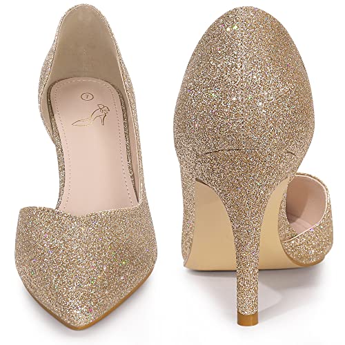 Perphy Glitter Pump Pointed Toe Slip-on Stiletto Heels Pumps for Women2