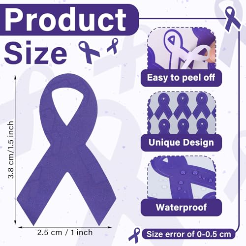 Image of Jenaai 100 Pcs Purple Domestic Violence Awareness Ribbon Stickers Alzheimers Football Helmet Decals Football Helmet Stickers for Cancer Awareness Events Support Fundraisers Sports