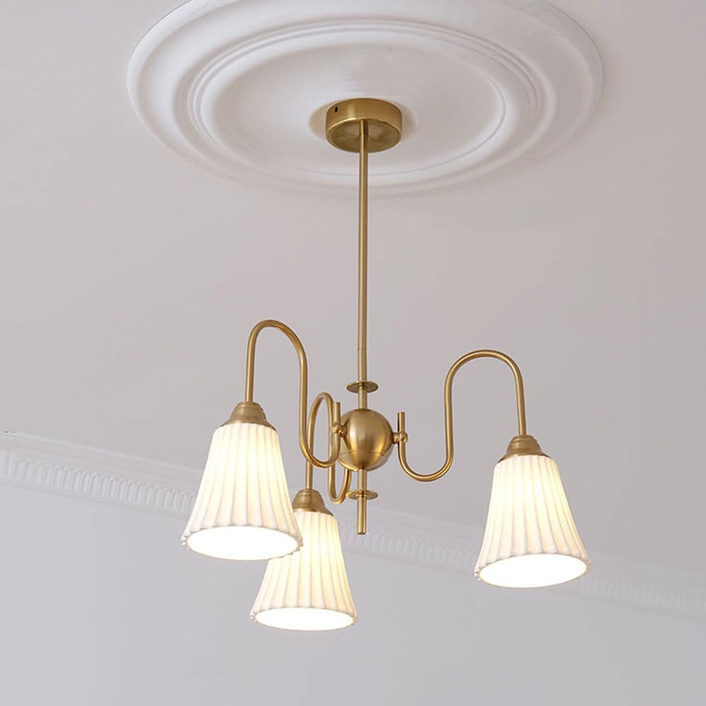 Lampadario Nordico in Ceramica e Vetro per corridoio, Lampada a Sospensione Vintage in Nichel Spazzolato a 3 luci, Lampada da soffitto Semi-Incasso per Isola Cucina, apparecchio AR