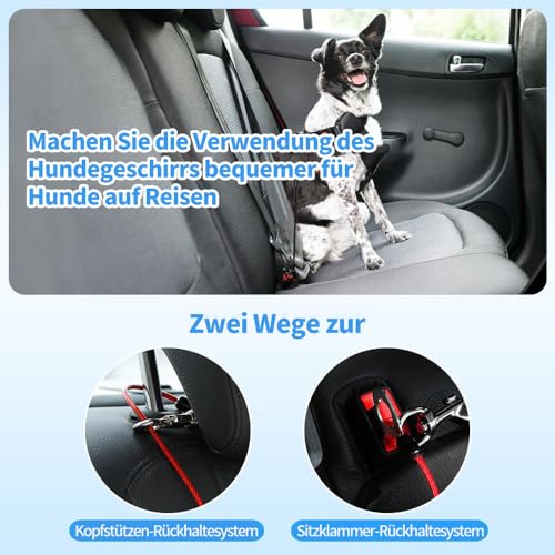 Mi Metty Anschnallgurt Hund Auto, Bissfeste Hundeleine aus Stahldraht mit Auto, Hunde anschnallgurt Auto für alle Hunde