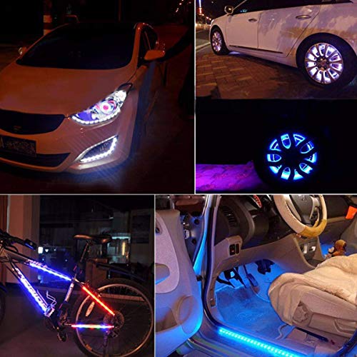 FICBOX 10pcs 12V LED Strip Light 30cm 3528 15LED Flexible Waterproof Decoration Led Interior Exterior Lights Strip for Car Motorcycles (Yellow)