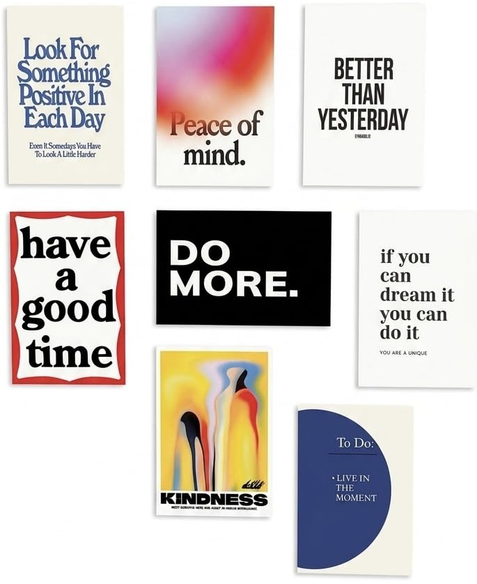 Image of 8 Piece Motivational Poster Set | 300 GSM Multi-Sized Wall Posters with Adhesive Tape | Positive Quote Art Prints for Bedroom, Room Decor, Home Decor, Living Room & Aesthetic Wall Decor