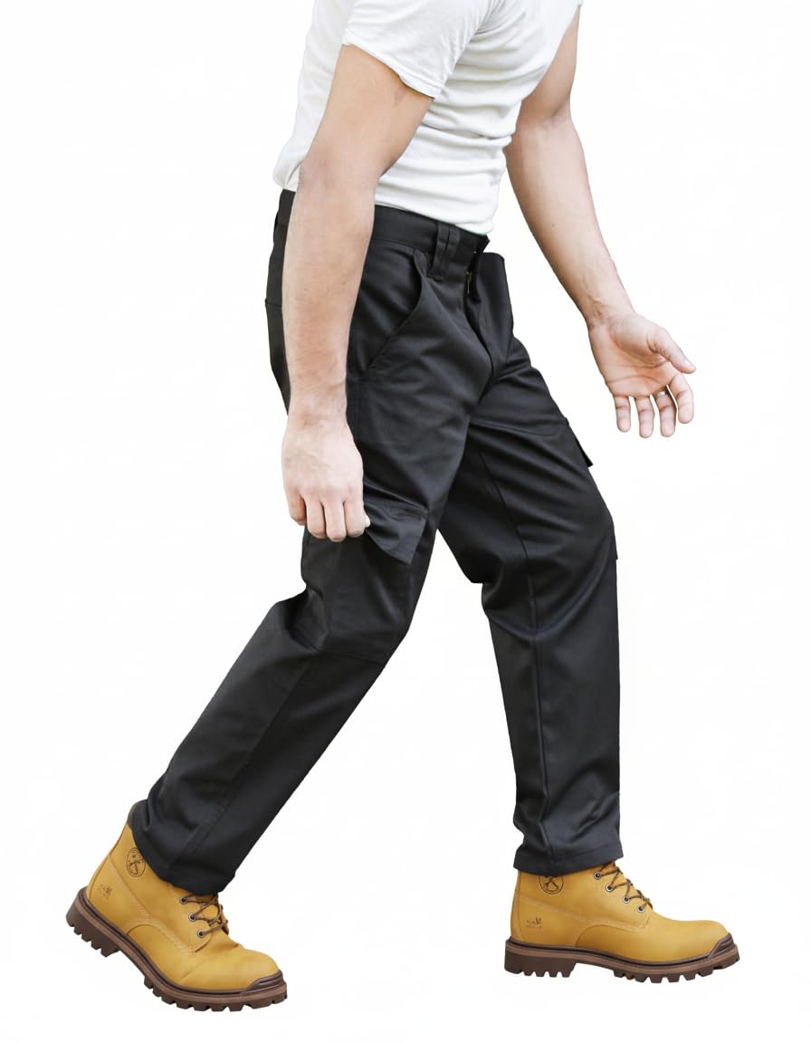 Men's Multi Pockets Cargo Combat Work Trousers Work Pants with Zip & Button — view 3