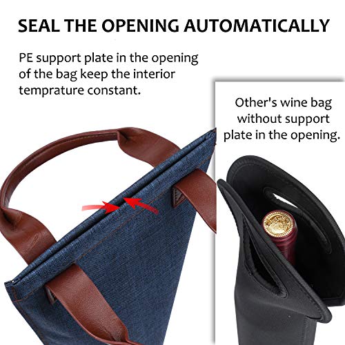 image for Tirrinia Single Wine Tote Bag, Insulated Padded Thermal Wine Bottle Ca