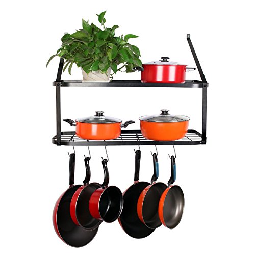 Vdomus VMHKPR0808BKUS Hanging Pot Rack - Rustproof Wall Mounted Pot Rack Pan Hanger For Kitchen Storage And Organization - Durable, Thick Iron Material thumb #6