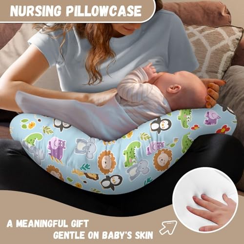 Image of Zoo Animals Baby Nursing Pillow Cover Breathable Durable Neutral Breastfeeding Pillow Cover Soft Nursing Pillow Case for Toddler Infant