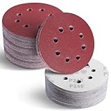 TISKUBB 5 Inch Sanding Disc, Sand Paper Assortment Pack 60/80/120/180/240/320/400 Grit for Random Orbital Sander, Woodworking, Metal Polishing- 100Piece