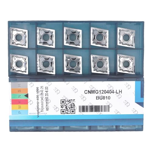 CDBP CNMG431 Cnmg120404 Carbide Turning Inserts for Aluminum, Polished Indexable Lathe Tools with LH Chipbreaker for Copper and Non-Ferrous Metal Machining, 10 Pcs