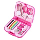 Nähkits Box, Compact Design Nähkits, Clean Dress Reisetasche Camping zum Nähen Kleidung Shose Family(Rose Red)