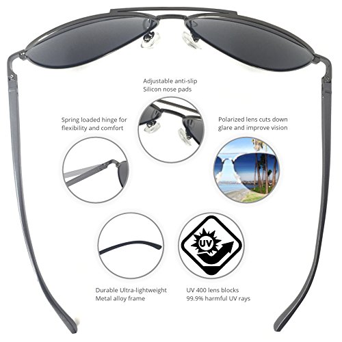 J+S Premium Ultra Sleek, Military Style, Sports Aviator Sunglasses, Polarized, 100% UV protection (Large Frame)2