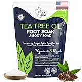 Tea Tree Oil Foot Soak with Epsom Salt - For Toenail Repair, Athletes Foot, Softens Calluses, Soothes Sore & Tired Feet, Nail Discoloration, odor Scent, Spa Pedicure Care - Made in USA 16 oz