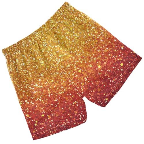 Pigsaly Boys Swim Trunks Orange Red Gradient Flashing Gold Glitter Boys Board Shorts Swimsuit Swimwear Bathing Suit 4T2