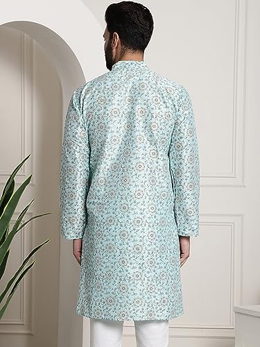 Image of SOJANYA Men's Silk Blend Kurta with Paisley Design