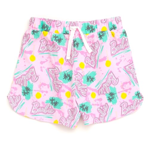 Barbie Big Girls T-Shirt and French Terry Dolphin Shorts Outfit Set Logo Pink/Black/Graffiti 10-12 - image 4
