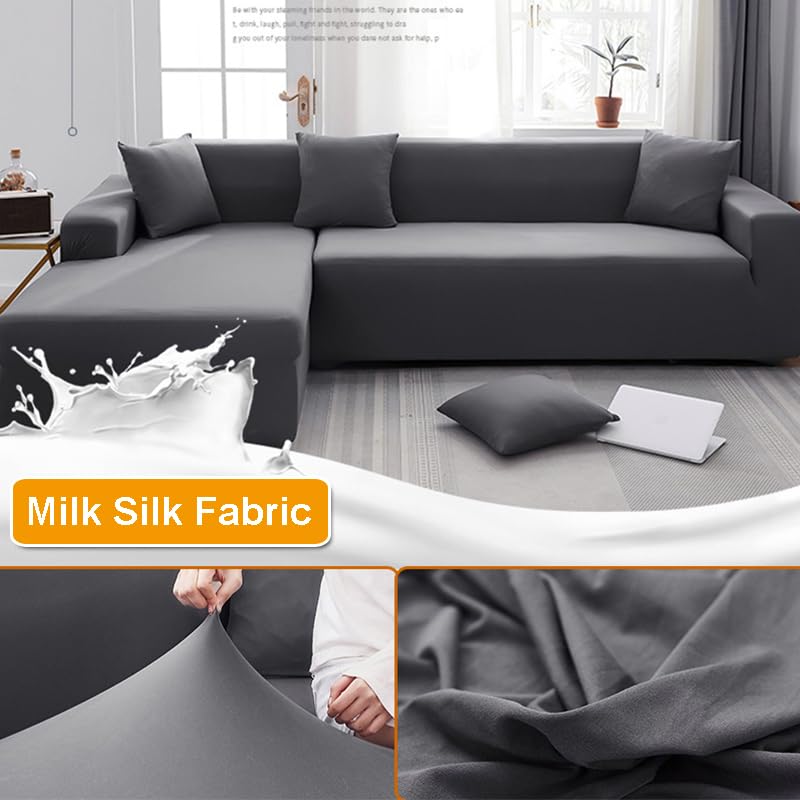 Copridivani Copridivano in tinta unita for soggiorno elastico a 1/2/3/4 posti(Noir,3 Seater 190-230cm)