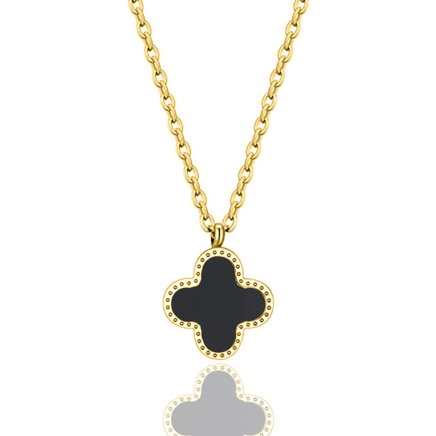 HighSpark Clover Necklaces for Women | Four Leaf Clover Necklace Pendant | Lovely Gift - Black