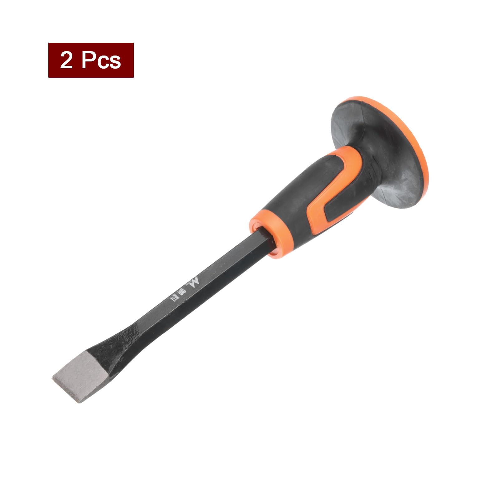 QUARKZMAN 2 Piezas Cincel de Albañilería de 11.4" Cabeza Plana con Protección de Guardamanos Cincel Plano para Roca Hormigón Piedra para Romper Tallar Demoler Partir