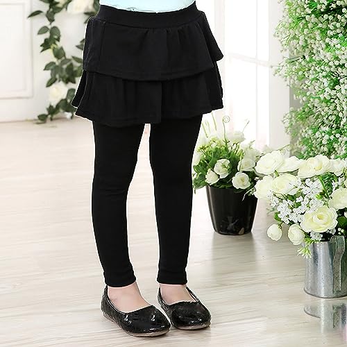 Toddler Girls' Leggings with Skirt Cotton Ruffle Tutu Skirt Soft Solid Pants for Kids2