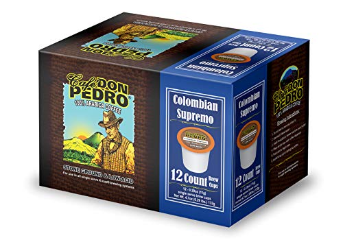 Cafe Don Pedro Colombian Supremo Low Acid Coffee Pods - 72 Ct. compatible with Keurig K cup Coffee Maker - 100% Arabica - Enjoy Tasty Coffee With Less Heartburn or Acidic Reflux