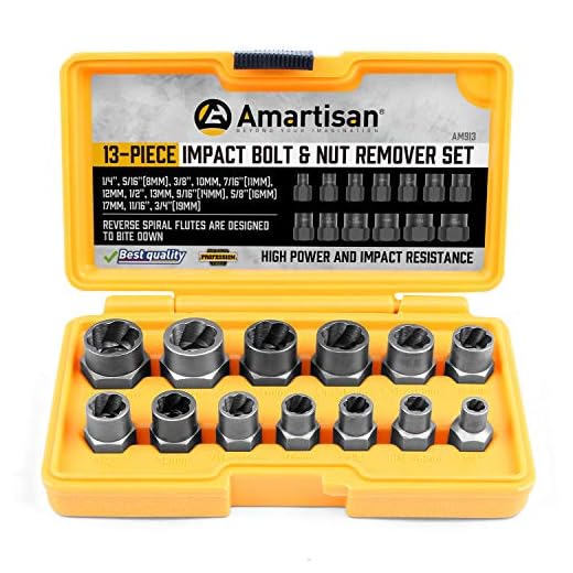 Amartisan Impact Bolt Extractor Tool, 13PC Bolt Nut Removal Extractor Socket Tool Set