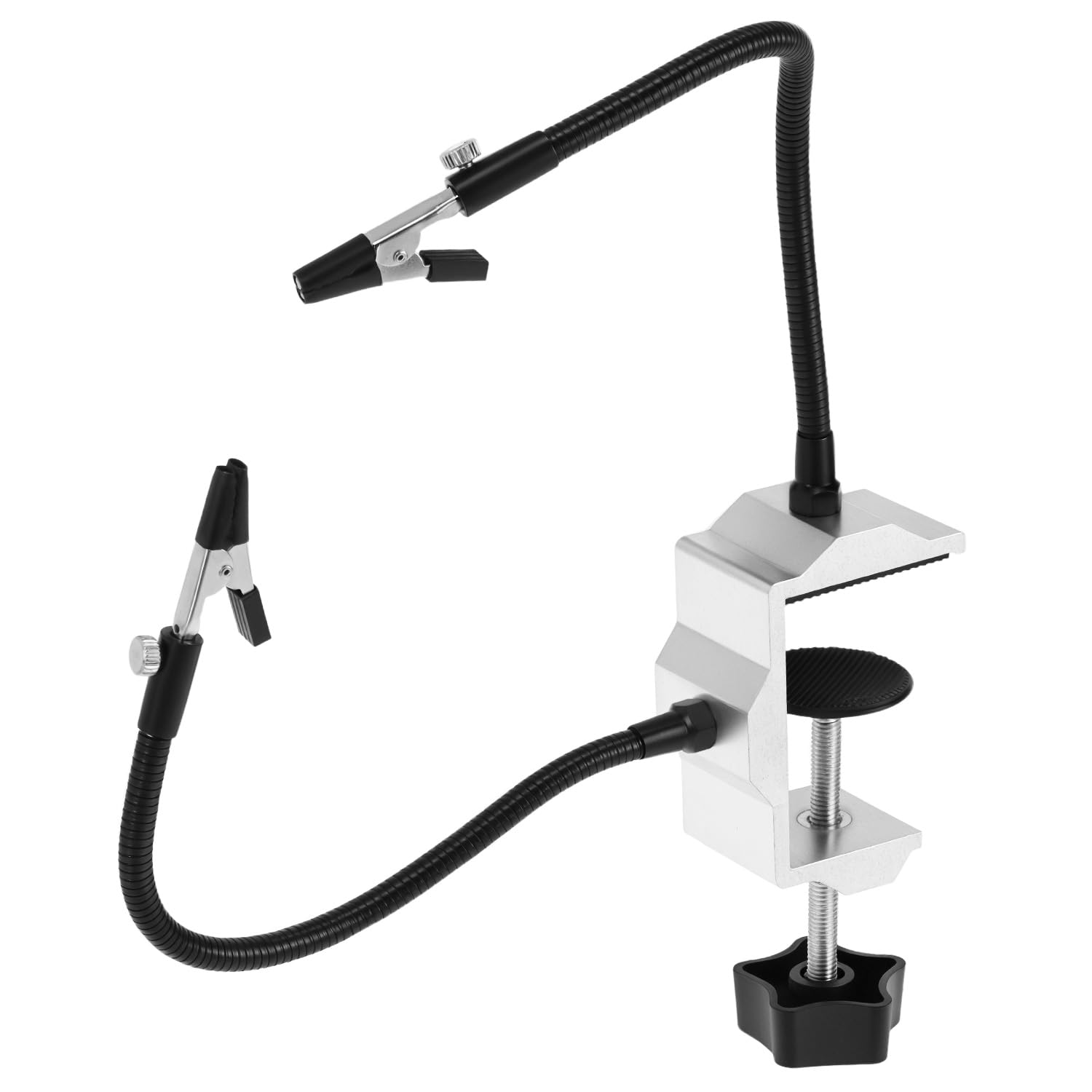 QWORK® Herramienta de Soldadura de Terceras Manos, Soporte de Soldadura con Base de Abrazadera de Mesa y 24cm Brazos Flexibles para Reparación de Artículos Rlectrónicos y Joyas