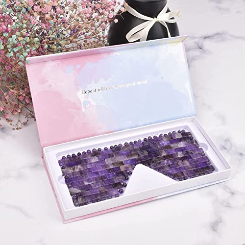 ideayard Jade Augenmaske Amethyst - 100% Natürliche Jade Schlafmaske, Stein Anti Aging Kühl Schlaf Augenmaske für Hot oder Cold Therapy Geschwollene AugenAugenringe(Violett)