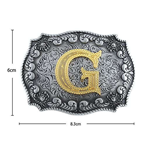 Image of HUABOLA CALYN Belt Buckle Men, Western Cowboy Rodeo Small Alphabet Letter ABCDMRJ to Z Initial Belt Buckles for Women
