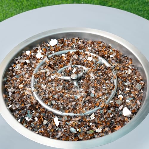 Image of Skyflame 15-Pounds Fire Glass, 1 /2-Inch High Luster Copper Reflective Fire Glass for Gas Fireplace, Fire Pit and Landscaping