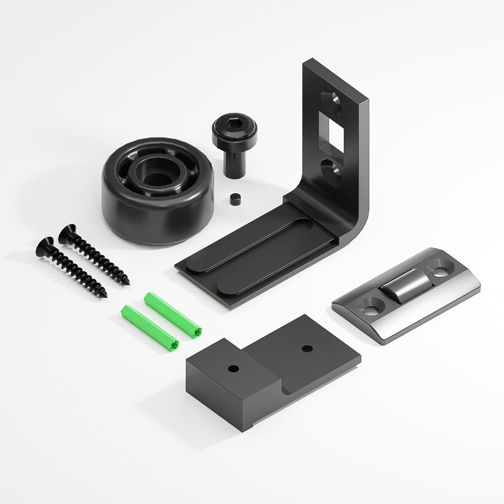 CCJH Guía de suelo ajustable para puerta corredera, soporte inferior, grosor 2,5-6 cm, negro