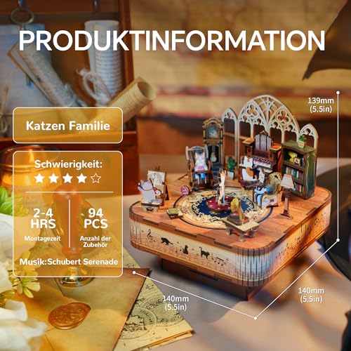 Tonecheer Spieluhr Holz 3D Puzzle, DIY Modellbausatz für Erwachsene, Drehbare Musikbox… – Ansicht 2