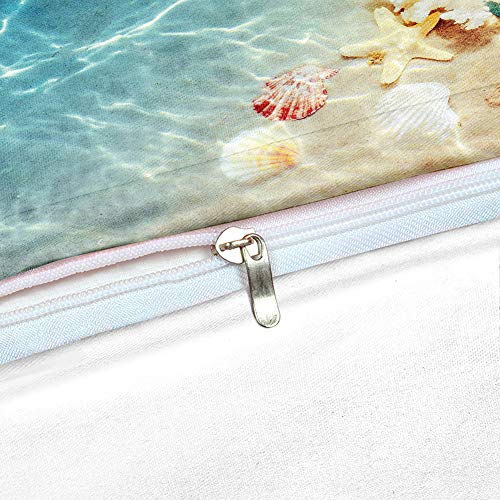 Bedbay Beach Queen Duvet Cover Set,Coastal Bedding Set Queen,Teen Girls Boys Starfish Beach Decor 3 Pieces Microfiber Quilt Cover,Beach Themed Bedding Set For Summer thumb #4