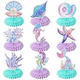 9PCS Mermaid Theme Party Decorations 3D Mermaid Birthday Honeycomb Centerpieces for Under The Sea Party Decorations Ocean Mermaid Theme Table Honeycomb for Boys Girls Men Women