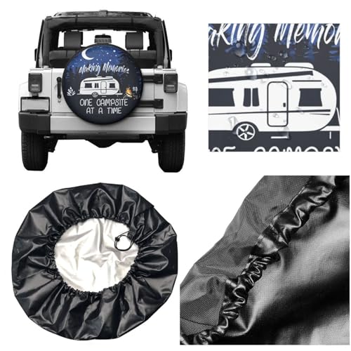 Image of Making Memories One Campsite at A Time Spare Tire Cover-Cute Funny Waterproof Universal Spare Wheel Tire Covers Fit for Rv SUV Truck Camper Travel Trailer Accessories,17 inch