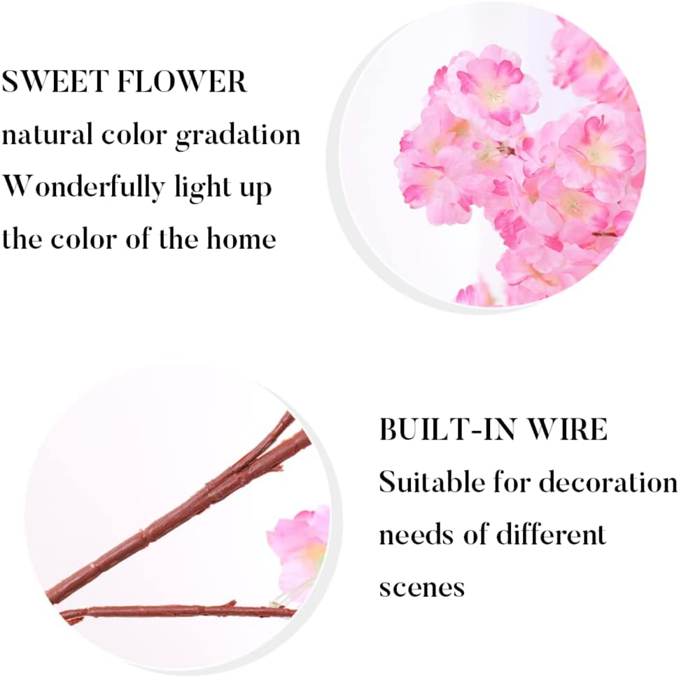 XOOFMASS 8.5FT Cherry Blossom Vines Handmade Artificial Cherry Blossom Tree with 26 Branches Cherry Blossom 3 Tree Vine and Wooden Fence, Fake Flowers Garland for Wedding Party Home Decor,Champagne