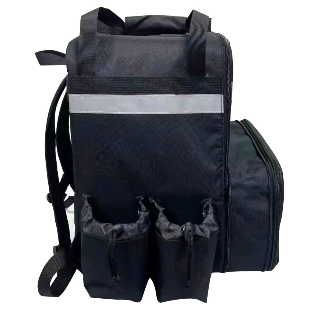 Delivery Bag Store Erweiterbarer Lebensmittel-Lieferrucksack mit 4 Getränkehaltern, Pizza-Liefertasche, isolierte Liefertasche mit reflektierenden Streifen für Fahrradlieferungen, für Uber Eats