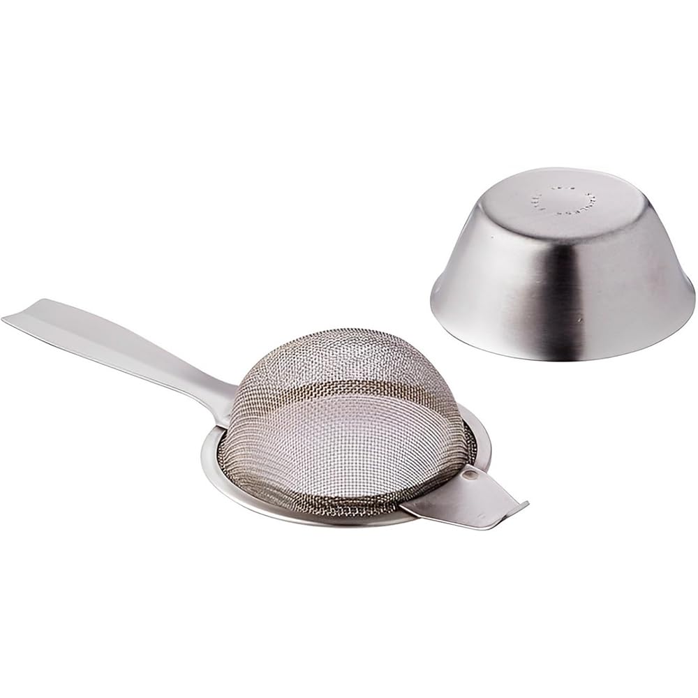 Acense Stainless Steel Tea Strainer and Bowl, Ultra Fine Mesh, Traditional Shape, Stainless Steel Arm, Includes: 1 Single Arm Tea Strainer, 1 Bowl, Safe, Durable, Size: 6cm (Dia)/2.5" (Dia)