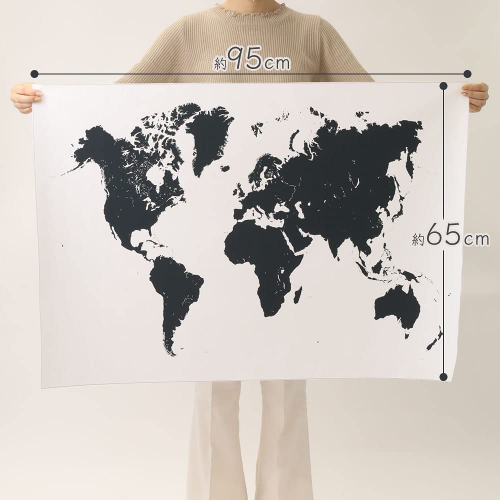 Amazon.co.jp: UPstore 世界地図 モノクロ ポスター 壁に貼る