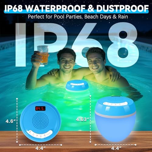 FluSing 3 in 1 Floating Pool Speaker with Digital Thermometer, TWS Speaker - 4