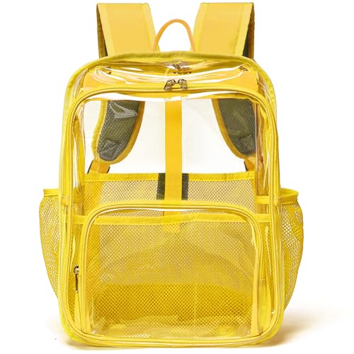 Clear Backpack,Clear Backpacks for School Heavy Duty See Through Bookbag Waterproof Backpack for Men Women,Yellow