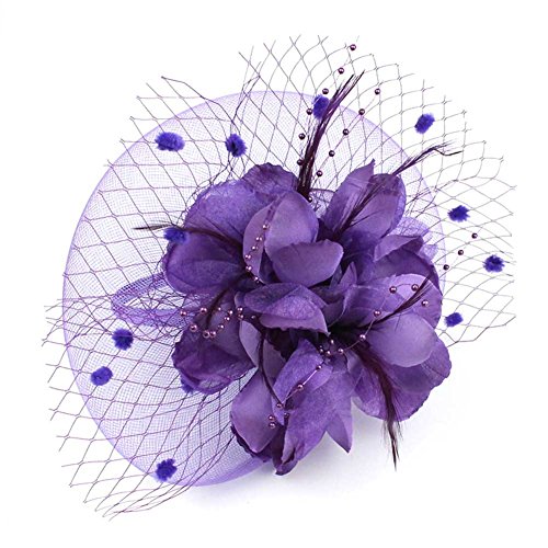 ACTLATI Fascinators Hat for Women Tea Party Headpiece Wedding Cocktail Flower Mesh Feathers Hair Clip 20s Flapper Fascinators