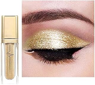 Kilshye Glitter Liquid Eyeshadow Shimmer Eye Shadow Metallic Eyeshadows High Pigment Eyes Shadow Long Lasting Waterproof Eyes Liquid Makeup for Women and Girls Pack of 1 (E- Gold 6)