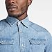 G-STAR 3301 Western Denim Long Sleeve Slim Fit Shirt, Medium Aged, Small