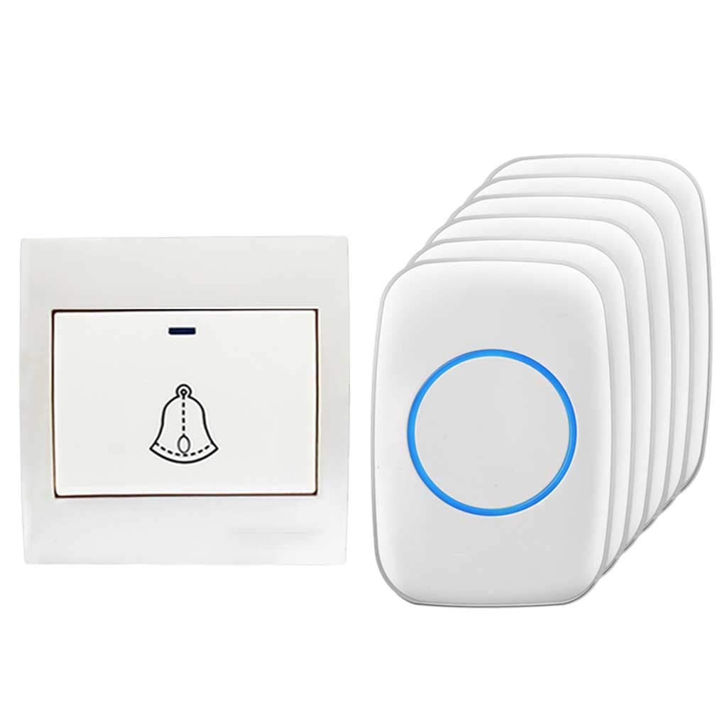 Timbre Inalámbrico Resistente Al Agua, Timbre De Puerta De Ca De Ultra Largo Alcance De 300 M, 1 Transmisor Y 6 Receptores, 36 Tonos De Llamada, Luz Intermitente Inteligente, Timbre Autoalimentado, N