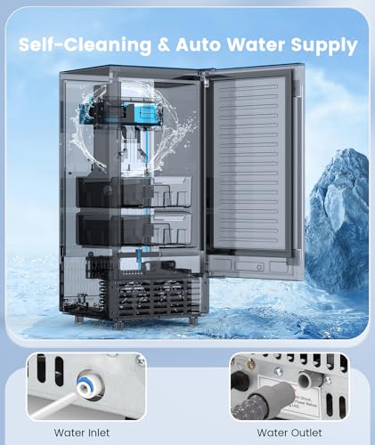Image of Electactic Nugget Ice Maker Machine, Under Counter Ice Machine,Stainless Steel Built-in Freestanding Ice Maker,66Lbs /Day,LCD Panel /Self-Clean /24H Timer,for Home Kitchen Office Bar Party