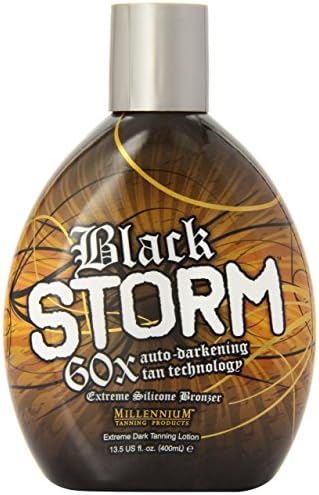 Millennium Tanning Black Storm 60x Tanning Bed Lotion Auto-Darkening Tan Technology Extreme Silicone Bronzer for Indoor and Outdoor Tan 13.5 fl. oz.