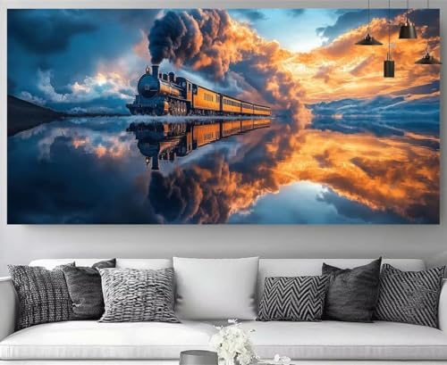 Train Diamond Painting Paysage XXL Activité Manuelle Adulte 5D DIY Kit Complet