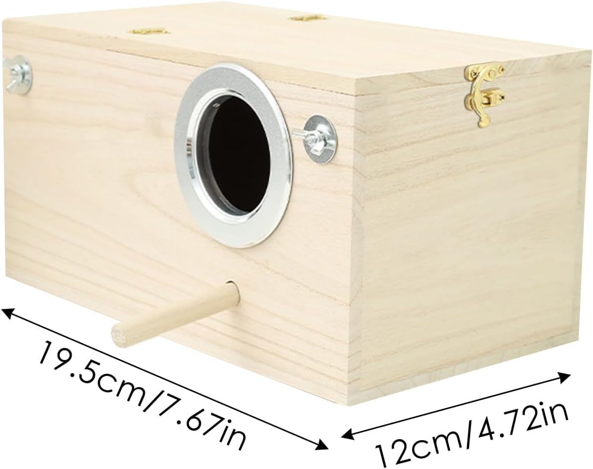 Casita Nido De Madera para Cría De Pájaros con Soporte para Percha, Casita Grande para Cría De Pájaros, Ideal para Pinzones, Cotorras, Cacatúas Y Agapornis. Right Opening